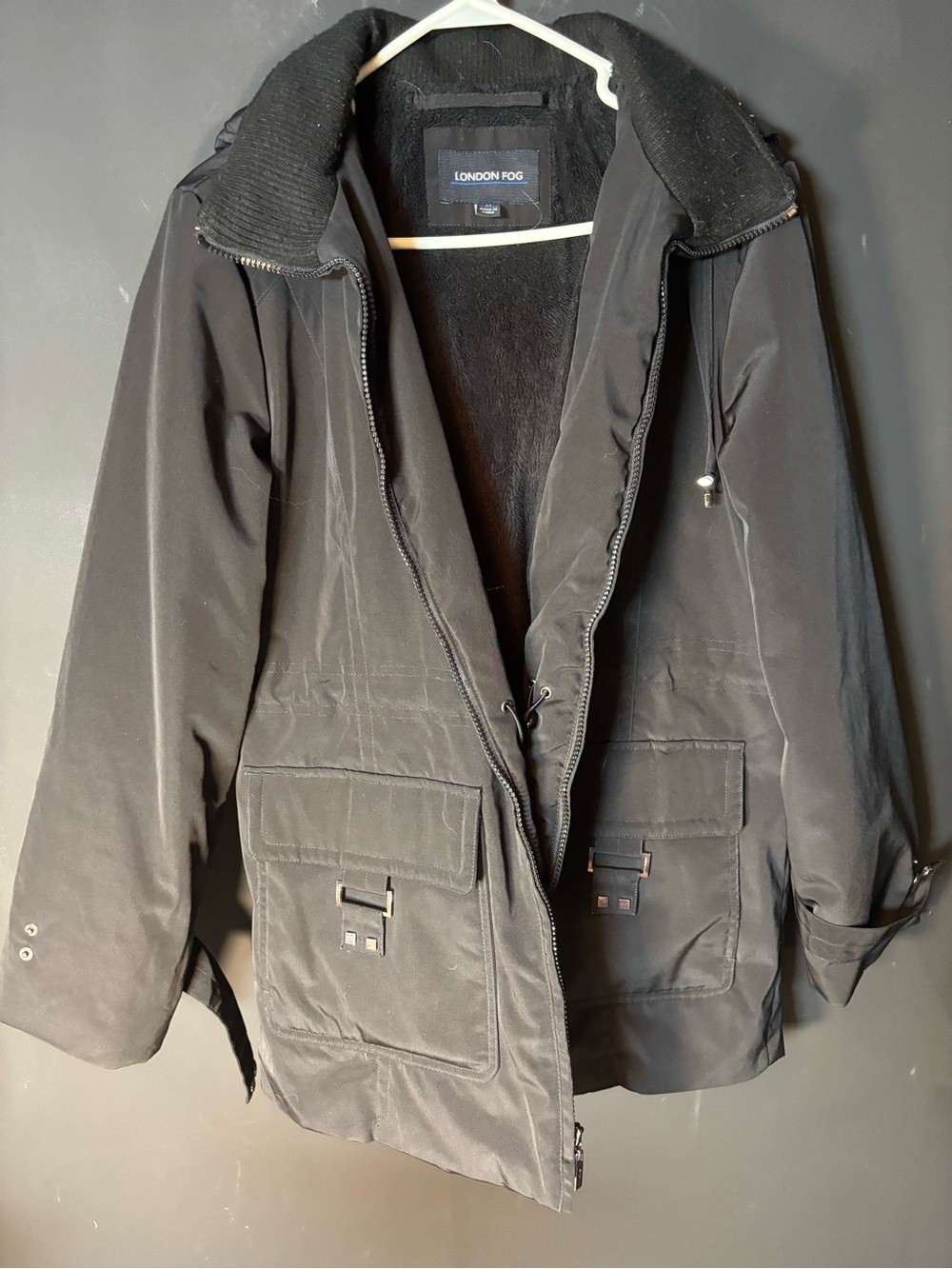 London Fog Black Utility Parka Jacket